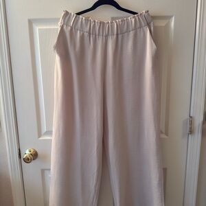 Chic Cream Wide Leg Women's Pants